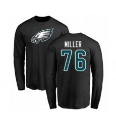 Philadelphia Eagles #76 Shareef Miller Black Name & Number Logo Long Sleeve T-Shirt
