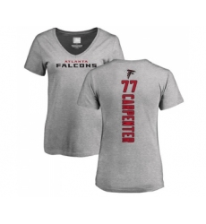 Football Women's Atlanta Falcons #77 James Carpenter Ash Backer T-Shirt