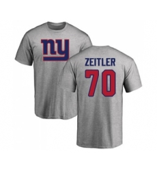 Football New York Giants #70 Kevin Zeitler Ash Name & Number Logo T-Shirt