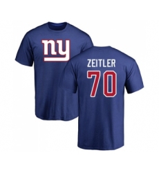 Football New York Giants #70 Kevin Zeitler Royal Blue Name & Number Logo T-Shirt