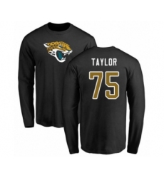 Football Jacksonville Jaguars #75 Jawaan Taylor Black Name & Number Logo Long Sleeve T-Shirt