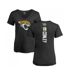 Football Women's Jacksonville Jaguars #18 Chris Conley Black Backer V-Neck T-Shirt