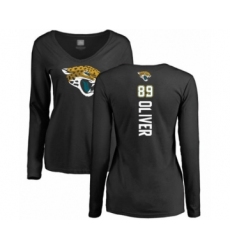 Football Women's Jacksonville Jaguars #89 Josh Oliver Black Backer Slim Fit Long Sleeve T-Shirt