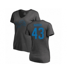 Football Women's Detroit Lions #43 Will Harris Ash One Color T-Shirt