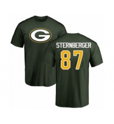 Football Green Bay Packers #87 Jace Sternberger Green Name & Number Logo T-Shirt
