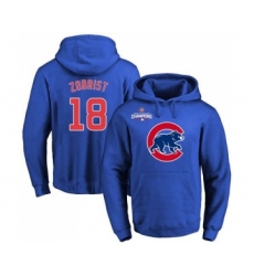 Cubs #18 Ben Zobrist Blue 2016 World Series Champions Primary Logo Pullover MLB Hoodie