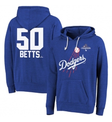 Men's Los Angeles Dodgers #50 Mookie Betts Royal 2024 World Series Champions Name & Number Tri-Blend Pullover Hoodie