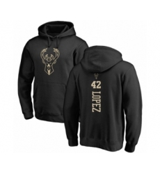Basketball Milwaukee Bucks #42 Robin Lopez Black One Color Backer Pullover Hoodie