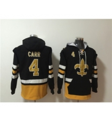 Men's New Orleans Saints #4 Derek Carr Black Ageless Must-Have Lace-Up Pullover Hoodie