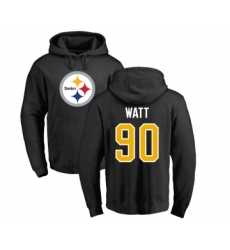 Football Pittsburgh Steelers #90 T. J. Watt Black Name & Number Logo Pullover Hoodie