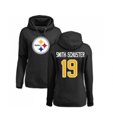Football Women's Pittsburgh Steelers #19 JuJu Smith-Schuster Black Name & Number Logo Pullover Hoodie