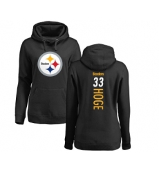 Football Women's Pittsburgh Steelers #33 Merril Hoge Black Backer Pullover Hoodie