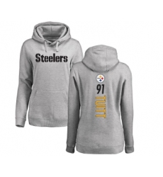 Football Women's Pittsburgh Steelers #91 Stephon Tuitt Ash Backer Pullover Hoodie