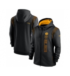 Men's Pittsburgh Steelers 2021 Black Sideline Team Performance Full-Zip Hoodie