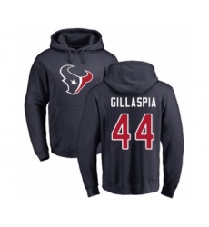 Football Houston Texans #44 Cullen Gillaspia Navy Blue Name & Number Logo Pullover Hoodie