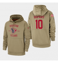 Men's Houston Texans #10 DeAndre Hopkins 2019 Salute to Service Sideline Therma Pullover Hoodie - Tan