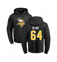 Football Minnesota Vikings #64 Josh Kline Black Name & Number Logo Pullover Hoodie