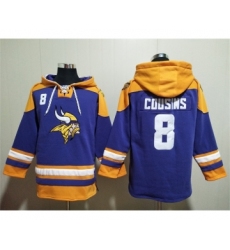 Men's Minnesota Vikings #8 Kirk Cousins Purple Yellow Ageless Must-Have Lace-Up Pullover Hoodie