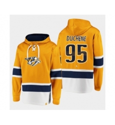 Men's Nashville Predators #95 Matt Duchene Gold Ageless Must-Have Lace-Up Pullover Hoodie