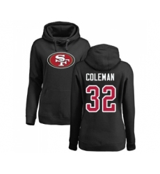 Football Women's San Francisco 49ers #32 Tevin Coleman Black Name & Number Logo Pullover Hoodie