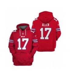 Men's Buffalo Bills #17 Josh Allen 2021 Red Pullover Football Hoodie