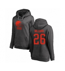 Football Women's Cleveland Browns #26 Greedy Williams Ash One Color Pullover Hoodie