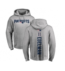 Football New England Patriots #11 Julian Edelman Ash Backer Pullover Hoodie