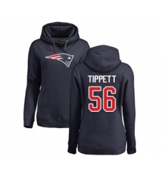 Football Women's New England Patriots #56 Andre Tippett Navy Blue Name & Number Logo Pullover Hoodie