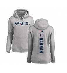 Football Women's New England Patriots #73 John Hannah Ash Backer Pullover Hoodie