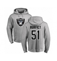 Football Oakland Raiders #51 Vontaze Burfict Ash Name & Number Logo Pullover Hoodie
