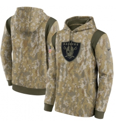 Men's Las Vegas Raiders Nike Camo 2021 Salute To Service Therma Performance Pullover Hoodie