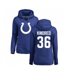 Football Women's Indianapolis Colts #36 Derrick Kindred Royal Blue Name & Number Logo Pullover Hoodie