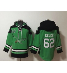 Men's Philadelphia Eagles #62 Jason Kelce Green Ageless Must-Have Lace-Up Pullover Hoodie