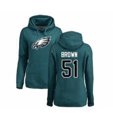 Women's Philadelphia Eagles #51 Zach Brown Green Name & Number Logo Pullover Hoodie