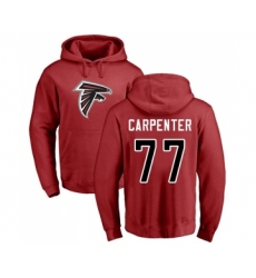 Football Atlanta Falcons #77 James Carpenter Red Name & Number Logo Pullover Hoodie
