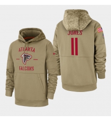 Men's Atlanta Falcons #11 Julio Jones 2019 Salute to Service Sideline Therma Pullover Hoodie - Tan
