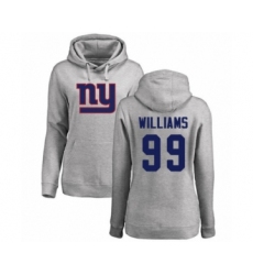 Football Women's New York Giants #99 Leonard Williams Ash Name & Number Logo Pullover Hoodie