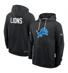 Men's Detroit Lions Black Sideline Standard Issue Initial Home Dri-FIT Pullover Hoodie