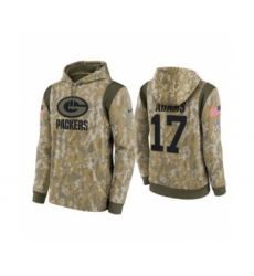 Men's Green Bay Packers #17 Davante Adams Camo 2021 Salute To Service Therma Performance Pullover Football Hoodie