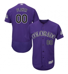 Men's Colorado Rockies Majestic Purple Alternate Flex Base Authentic Collection Custom Jersey with Commemorative Patch