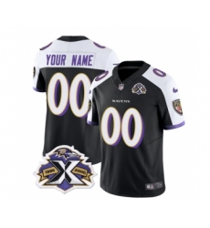 Men's Nike Baltimore Ravens Active Player Custom Black White 2023 F.U.S.E Throwback Vapor Limited Stitched Jersey