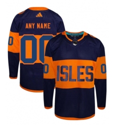 Men's New York Islanders Custom Navy 2024 Stadium Series Stitched Jersey
