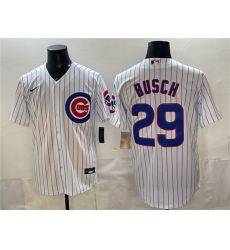 Men's Chicago Cubs #29 Michael Busch White Cool Base Stitched Baseball Jersey
