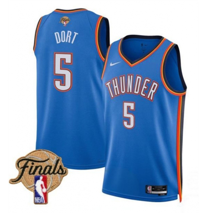 Men's Oklahoma City Thunder #5 Luguentz Dort Blue 2025 Icon Edition Stitched Basketball Jersey