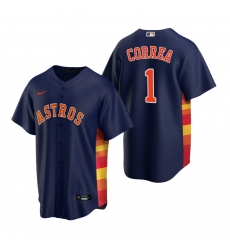 Men's Nike Houston Astros #1 Carlos Correa Navy Alternate Stitched Baseball Jersey