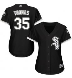 Women's Majestic Chicago White Sox #35 Frank Thomas Replica Black Alternate Home Cool Base MLB Jersey