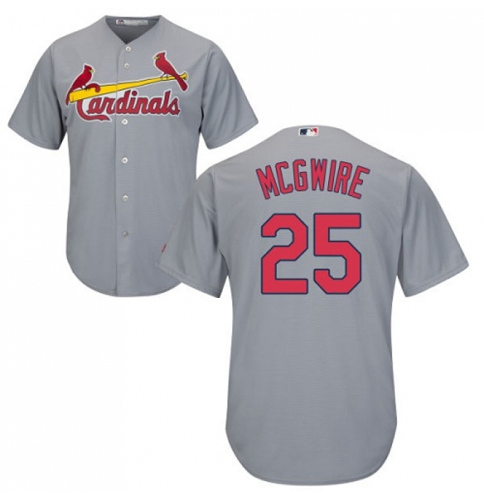 Men's St Louis Cardinals #25 Mark McGwire Grey Cool Base Stitched Baseball Jersey