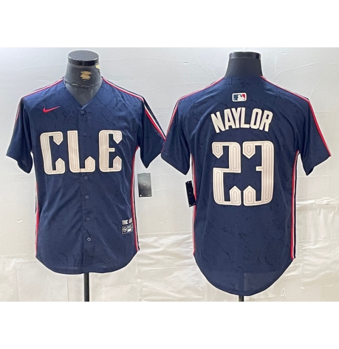 Men's Cleveland Guardians #23 Josh Naylor Navy 2024 City Connect Limited Stitched Jersey