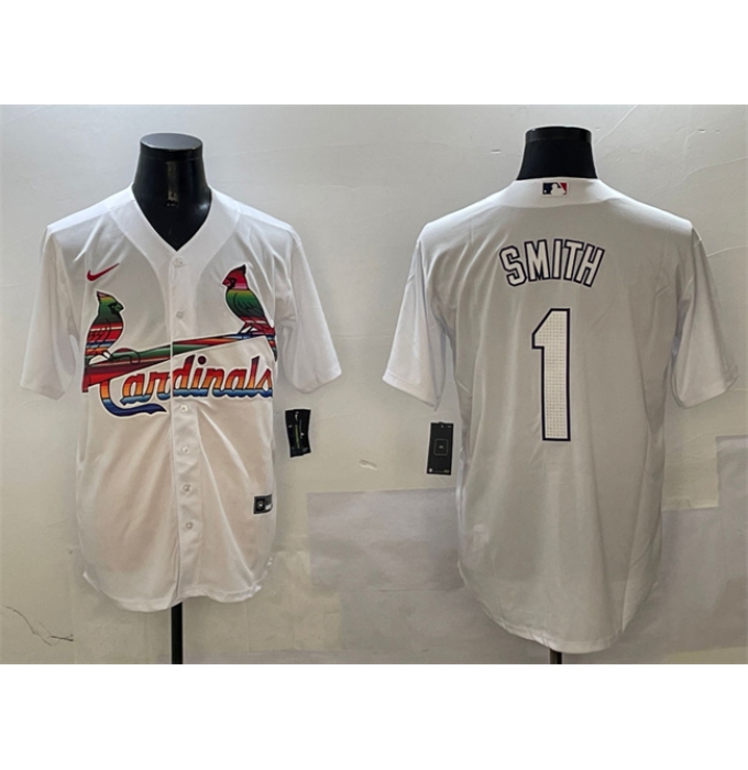 Men's St. Louis Cardinals #1 Ozzie Smith White Cool Base Stitched Baseball Jersey