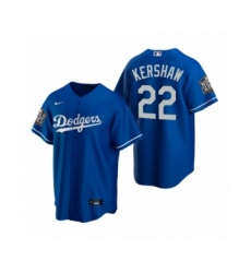 Men's Los Angeles Dodgers #22 Clayton Kershaw Royal 2020 World Series Replica Jersey
